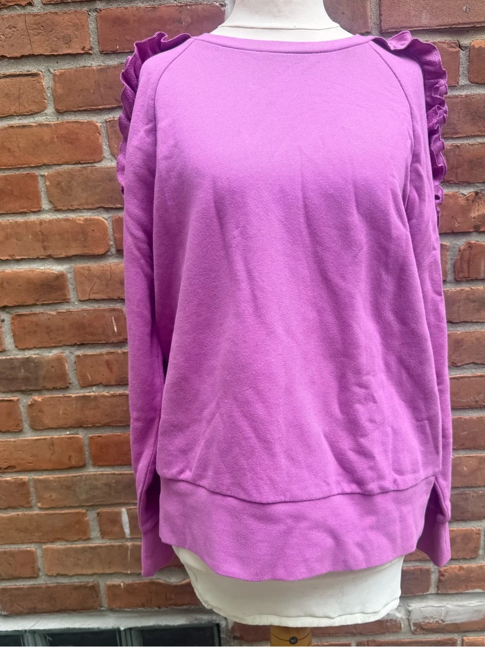 Kate Spade New York Ruffled Sleeve Crewneck Sweater